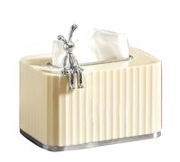 Restokki Support de la boîte à mouchoirs, Distributeur Domestique à Grande Ouverture à Ressort, Levage Automatique, pour comptoir de vanité de Salle de Bains (Creamy Body Silver Bottom)