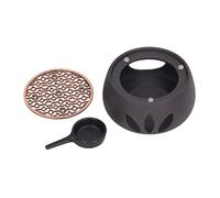 Restokki Théière en céramique Chauffe-Bougie Chauffe-thé café Lait Plus Chaud avec Coussin en Fer Maison Noir (C Pad)