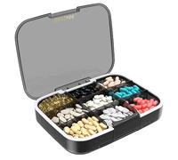 Restree Pilulier de voyage, grand et étanche, séparateurs réglables pour vitamines quotidiennes, suppléments, huile de poisson - Boîte à médicaments portable pour la maison et les déplacements, 9
