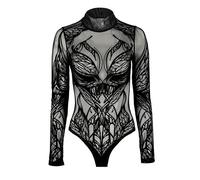 Restyle Clothing - Elven Whispers - Body gothique en maille gothique alternative sorcière éthérée lingerie elfe, noir, XX-Large