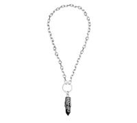 Restyle Collier ras du cou Crystal Fern, pendentif gothique noir avec chaîne épaisse à anneaux toriques