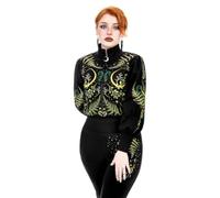Restyle Herbal Sweat-Shirt Court Gothique botanique avec Fermeture éclair et col Haut, Noir, S