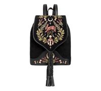 Restyle Sac à dos Hare Moon - Sac végétalien brodé avec rabat à pompon
