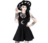 Restyle Shape of The Moon Occult Gothique Mode Femmes Noir Robe Classique avec Croissant de Lune en Maille - XS