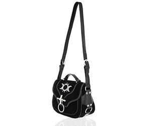 Restyle Triple Goddess Sac à main païen Phases de la lune gothique Wicca Sac à main en daim végétalien, Noir, Small