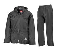 Résultat épais Veste imperméable à Manches Longues Ensemble Veste et Pantalon Imperméable pour Homme - Noir - X-Large
