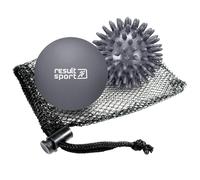 ResultSport Balle de massage lacrosse pour la récupération de la fasciite plantaire, massage des points de déclenchement (Picot & Lacrosse - Grise, Picot/Lacrosse - 2 Bolas)