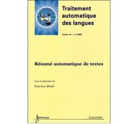 Resume automatique de textes traitementautomatique des langu - Minel - Hermes Science Publications - broché - Livre