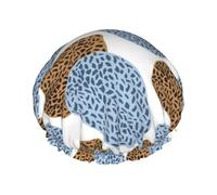 Résumé des meilleures et modernes peaux de léopard,Bonnet de douche/bonnet de nuit double couche imperméable et élastique, bonnet de bain réutilisable