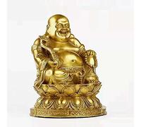 Résumé Maitreya Bouddha Statue Big Belly Laughing Bouddha Sculpture Figurine Room Decor Crafts Ornement Gifts Pure Brass Protect House Paix Wealth Decoration Lucky Decoration méditante Bouddha Statue