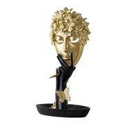 Résumé Statue du penseur - Sculpture de visage en résine avec cheveux blonds, figurine décorative | Ornement du caractère des femmes modernes, collection de statues artistiques pour chambre, salon, bu
