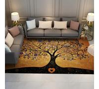 Résumé Tapis 60x90 de pièce Salon carpette lavables Arbre Vie Descente lit Doux et Fin Sol intérieur antidérapant Anti Taches pour Chambre Salle à Manger Ferme Nursery Bureau Orange