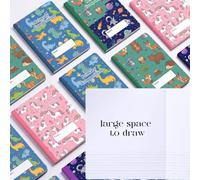 Resurhang 20 Pack Primary Composition Notebook K-2 Draw and Write Journal with Primary Ruled Lines 60 Pages 4 Style, Bulk School Supplies for Students, Teachers