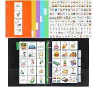 Resurhang Livre de communication 162 cartes d'images d'icônes stratifiées avec 5 intercalaires multicolores, 1 bande de phrase pour autisme, vocabulaire, langage et articulation (vif)