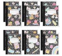 Resurhang Lot de 12 carnets de composition coquette de 120 pages (60 feuilles) - Pastel - Jolis carnets élémentaires - 24 x 19 cm - Cadeaux de papeterie pour anniversaire, maternelle