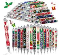Resurhang Lot de 150 stylos à bille rétractables de Noël en vrac pour les vacances - 0,5 mm - Encre noire - Cadeau décoratif pour Noël, bureau, école, fête - Fournitures pour femme