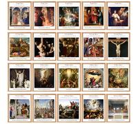 Resurhang Lot de 20 affiches plastifiées mystères du chapelet - Sans cadre - Décoration murale religieuse - Pour membres de l'église, foi et famille