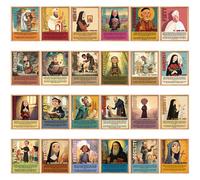 Resurhang Lot de 24 affiches sur les saints catholiques - Citations de la Bible des saints - Impression plastifiée sans cadre - Décoration de salle de classe pour l'école du dimanche - Décoration de