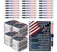 Resurhang Lot de 80 carnets patriotiques en vrac avec stylos drapeau | Bloc-notes à spirales pour la fête des anciens combattants en vrac, rouge, blanc, bleu, cadeau de patriotes