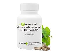 RESVÉRATROL & OPC DE RAISIN * 60 mg / 60 gélules * Titré à 95% en proanthocyanidines et à 50% en resvératrol * Antioxydants, Cardiovasculaire, Prostate