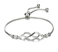 Resweky bohème cristal Infinity bracelet chaîne lettre 8 dainty Lucky bracelet bijoux bracelet femme cadeau (Silver)