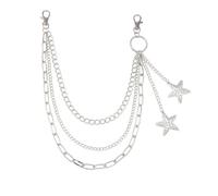 Resweky Chaîne vintage en couches d'étoiles pour pantalon - Argent - Hip-Hop - Gotpunk - Chaîne de taille - Chaîne de portefeuille en métal pour hommes et femmes - Bijoux de corps - Cadeaux