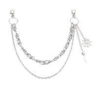 Resweky Colliers de pantalon en dentelle d'Halloween - Argent - Hip-Hop - Gotpunk - Chaîne de portefeuille pour hommes et femmes - Bijoux de corps - Cadeaux