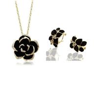 Resweky Colonne de thé de fleur goutte d'huile de mariage Collier boucles d'oreilles Set Flore Cristal scintillant Colonne de mariage Ensemble de bijoux, free size, Métal, Non applicable.