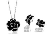 Resweky Colonne de thé de fleur goutte d'huile de mariage Collier boucles d'oreilles Set Flore Cristal scintillant Colonne de mariage Ensemble de bijoux, free size, Métal, Non applicable.