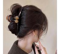 Resweky Grandes pinces à cheveux marron avec perles pour femmes et filles