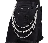 Resweky Punk Couches Clous Chaîne de Pantalon Argent Hip-Hop Gothique Graines Collier de Perles Chaîne de Sac Chaîne de Sac pour Hommes et Femmes Accessoires de Corps, taille unique, alliage, Pas de