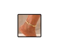Resweky une couche simple cristal chaîne de pied Vintage lettre 8 Lucky chaîne de pied charme plage petit pied bijoux fille cadeau (Gold)