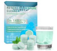 Retainer Lot de 36 pastilles de nettoyage mensuelles pour prothèses dentaires, purificateur de bouche pour rétentions, aligneurs, protège-dents, attelles de nuit et prothèses dentaires
