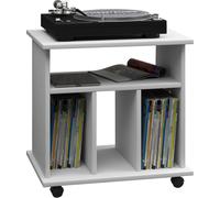 Retal Étagère rétro pour disques vinyle, 4 espaces de rangement, blanc.