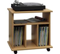 Retal Étagère rétro pour disques vinyle, 4 espaces de rangement, imitation hêtre.