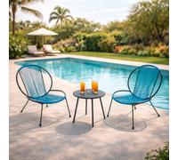 Concept Usine – Ensemble Rete : 2 fauteuils + 1 table basse, bleu