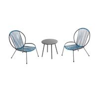 RETE - Ensemble de 2 fauteuils + 1 table basse bleu