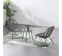 CONCEPT USINE | Salon de Jardin RETE 3 Pièces Gris Foncé | Ensemble 2 Fauteuils Bas + Table Basse | Style Rétro Bistrot | Assise Confortable | Résiste à l’Eau | Terrasse, Balcon, Jardin, Véranda