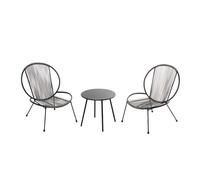 RETE - Ensemble de 2 fauteuils + 1 table basse gris foncé