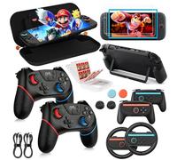 Retear Pack Accessoires Switch 2 (17 en 1), 2*Manette Pro Switch 2, Étui Tout En Un, Poignées Joycon, Verre Trempé, Coque Protectrice, Volants, Étui À Cartes Et Capuchon Joystick