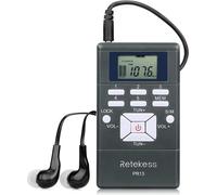 Retekess PR13 FM Radio de poche, Récepteur FM mobile, Radio Horloge numérique avec casque stéréo, Utilise 2 piles AAA, Clip, pour les réunions, les visites guidées, l'interprétation simultanée