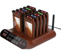 Retekess T116A Système d'appel sans fil, 10 bippeurs Mini système d'appel client Son Flash Tips 999 canaux 300 mètres pour Hôtel Street Food Restaurant