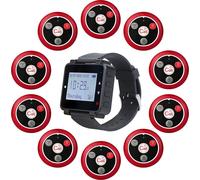 Retekess T128-T117 Système de radiomessagerie sans fil, système de radiomessagerie avec TROIS modes de rappel, 1 récepteur de montre et 10 touches d'appel client pour bar, hôtel, clinique, magasin vét