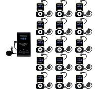 Retekess T130-T131 Wireless Tour Guide System, système d'interprétation audio 99 canaux 60m pour musée, visites guidées, visite d'usine (1 émetteur 15 récepteurs)