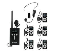 Retekess T130P (T130 3rd) Casque pour Système Tour Guide, Réduction du Bruit Méliorée, Appareil de Traduction,160 m Équipement d'Interprétation Simultanée pour Les Tribunaux (1 Emetteur, 5 Récepteurs)