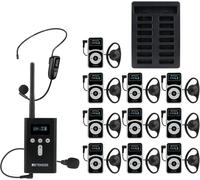 Retekess T130Pro Système de guide audio sans fil, Whisper Tour Guide, 160m, Longue durée de veille, Réduction progressive du bruit, Charge de type C 10 récepteurs