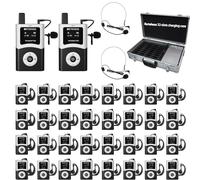 Retekess T130U (T130 4rd) Système de Guide Touristique, Kit de Guide Touristique, Audioguides, 200m, Transmission Numérique, Qualité de Son Haute Définition, pour Voyage(2 Emetteurs, 32 Récepteurs)