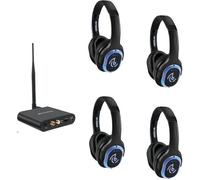 Retekess TA003 Silent Disco Headphones Set, 3 Canaux, portée de 200m, pour Thérapie sonore, yoga, méditation, respiration(4 casques)