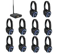 Retekess TA003 Silent Disco Headphones Set, 3 Canaux, portée de 200m, pour Thérapie sonore,yoga, méditation, respiration(10 casques)