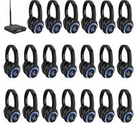 Retekess TA004 Silent Disco Starter Kit, Casque sans Fil pour TV, 3 canaux, 200M, 20 Casques d'écoute, Casque Disco pour Les fêtes